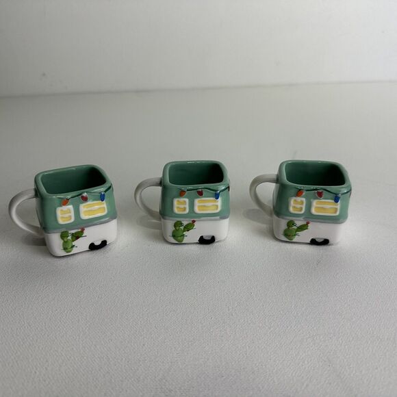 TAG RV Camper Mini Mugs 2” Tall 2 oz Ceramic Set Of 3 - Picture 1 of 9